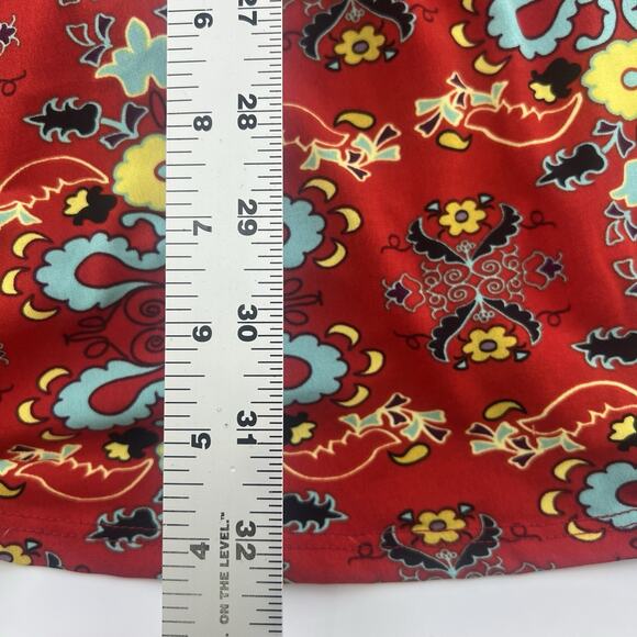 Lularoe Maxi Skirt Women Extra Small Red Floral Long Flowy Stretch Geometric New - Picture 5 of 8
